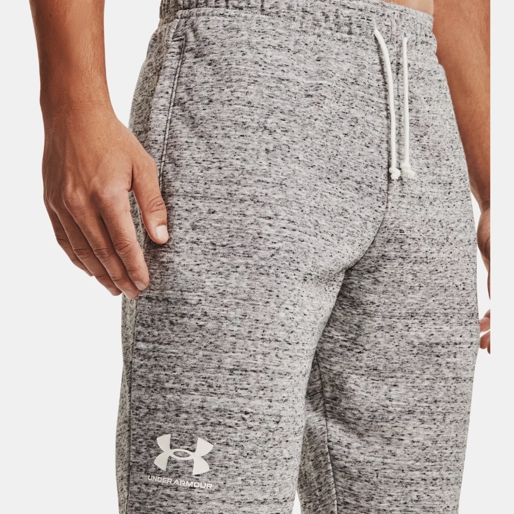 New Men's Under Armour UA Rival FITTED Cut Off Terry Shorts Gray Small - Picture 4 of 4